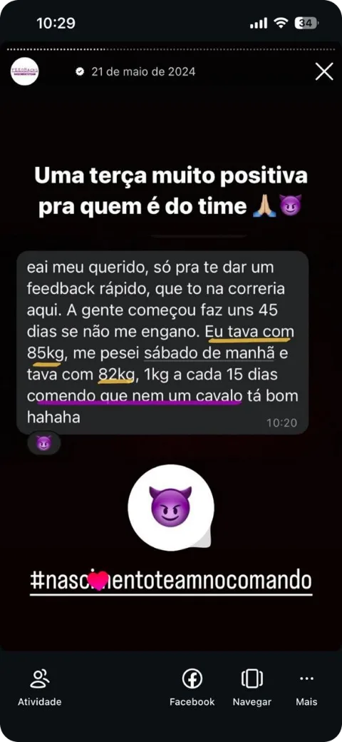 Depoimento de aluno da Nascimento Team